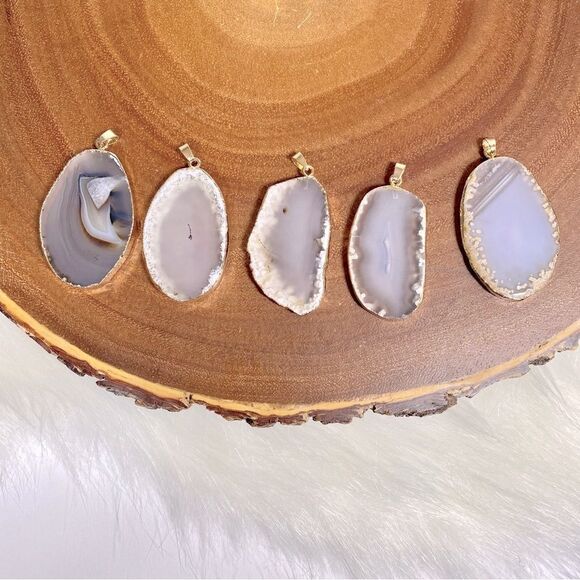 Gold Plated Geode Slice Pendants - Picture 2 of 3